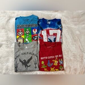 3 Boys blue red gray white green graphic t shirt size large